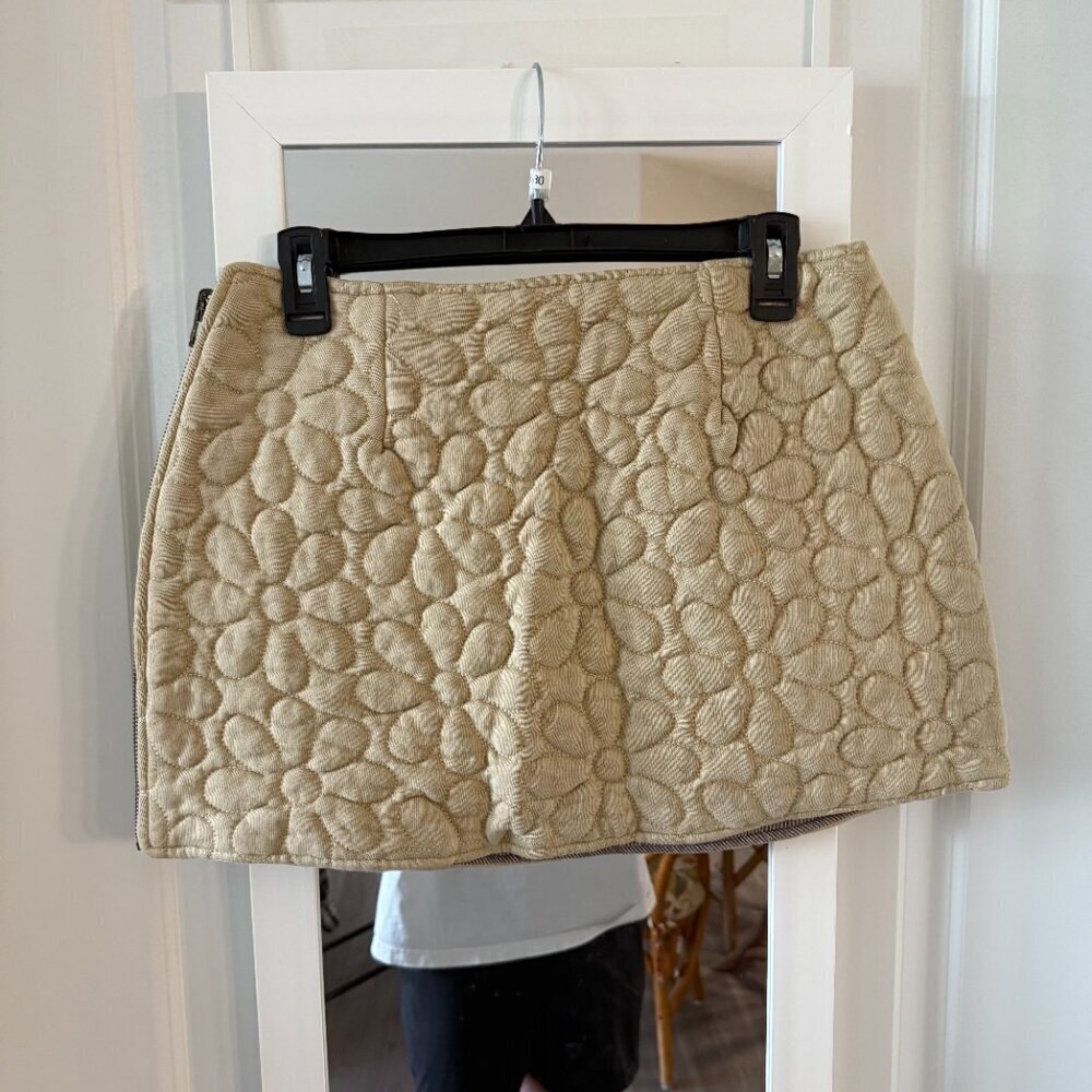 NEW FREE PEOPLE TAN FOLK FLORAL DAISY EMBROIDERED MINI SKIRT OB1827856 SZ S - Picture 5 of 5
